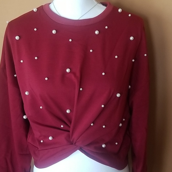 Twist Detail Beaded Decoration Sweatshirt- L - Picture 4 of 6